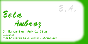 bela ambroz business card