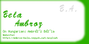 bela ambroz business card